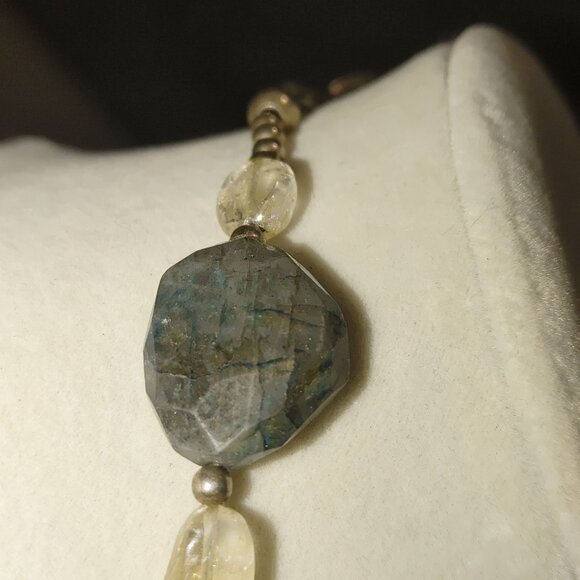 Sterling Silver Labradorite Necklace Blue Large Stone Artisan Natural Gemstone - Picture 12 of 16
